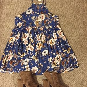 High Neck Floral Dress